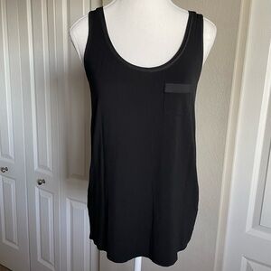 WHBM Sleeveless Pocket Tank Top Women’s S Black Scoop Neck Office Layer Luxury